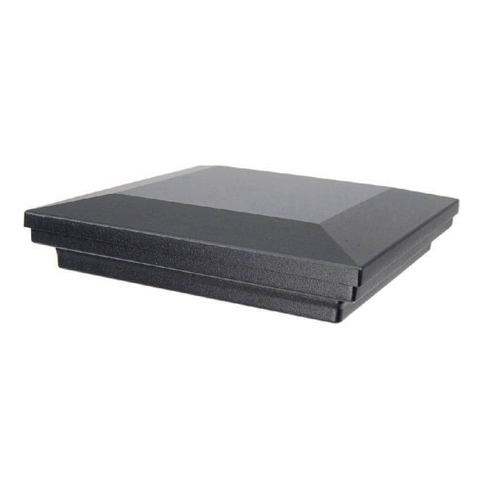 Pyramid Railing Post Cap FORTRESS 6 in. x 6 in. Black Sand Aluminum Flat Pyramid Post Cap ...