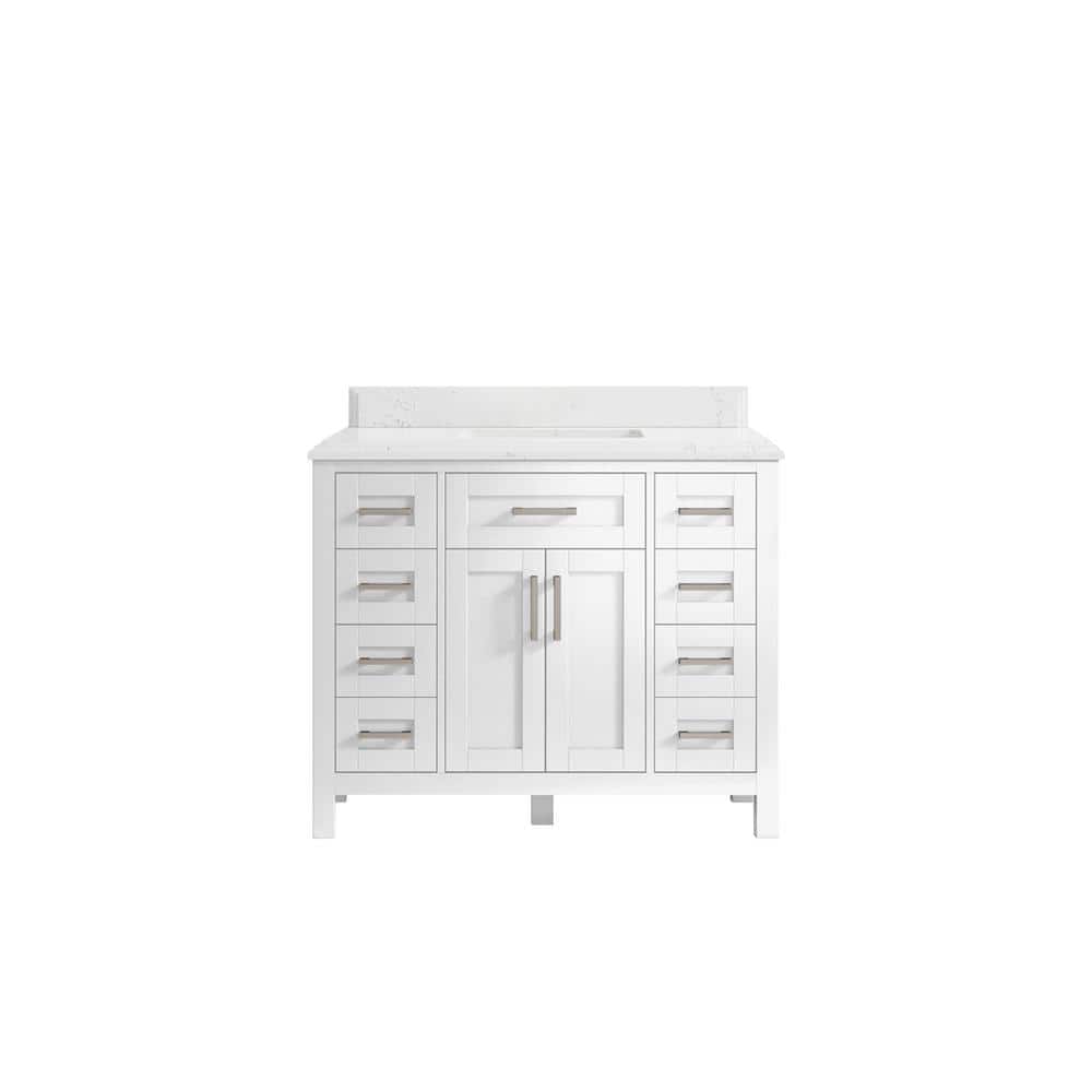 Cambridge 42 in. W x 22 in. D x 36 in. H Bath Vanity in White with Cove Edge Empira Quartz Top price history on PriceWatchPro