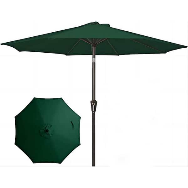 Cubilan 9 ft. Outdoor Patio Umbrella Outdoor Table Umbrella with Push Button Tilt and Crank in Dark Green