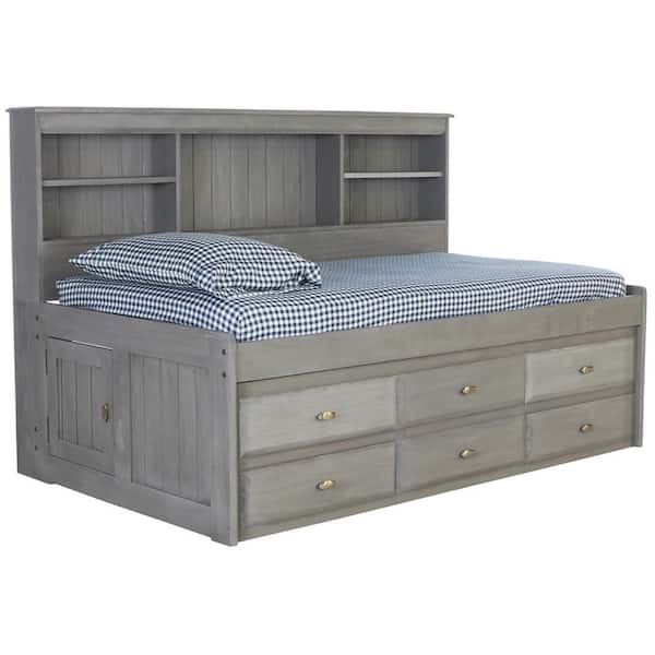 Os Home And Office Furniture Charcoal, Twin Bed With 6 Drawer Storage White