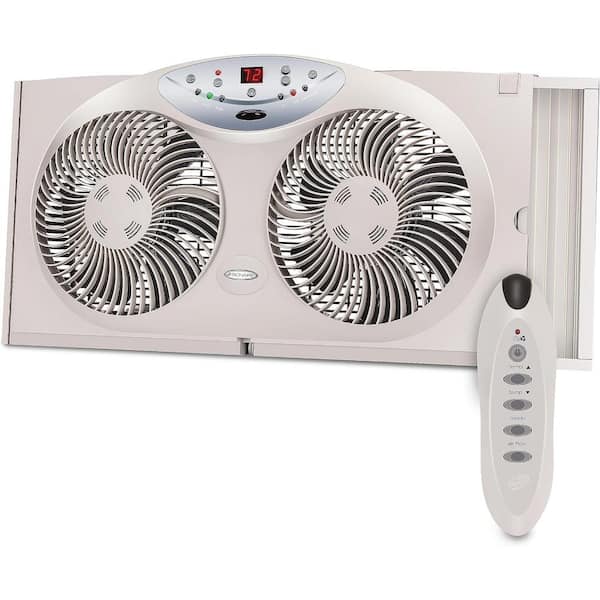Adrinfly 8.5 in. 3 Fan Speed Twin Window Fan with Reversible Airflow and Remote Control in White