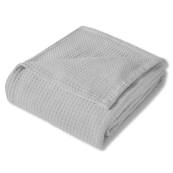 Sweet Home Collection 100% Cotton Grand Hotel Oversized Blanket, King, Silver