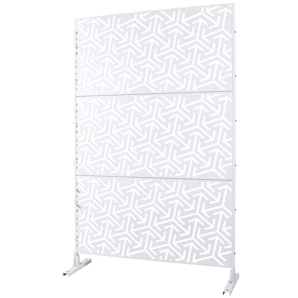 76 in. H x 48 in. W Steel Garden Fence Freestanding Outdoor Privacy Screen in White price history on PriceWatchPro