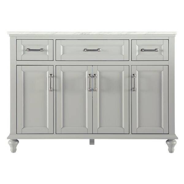 Home Decorators Collection Charleston 49 in. W x 22 in. D Bath Vanity in Grey with Marble Vanity Top in Carrara White