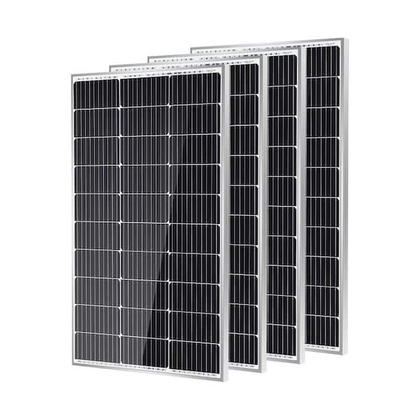 4-Pcs 100-Watt 12 Volt 10BB Cell Monocrystalline Solar Panel 25% High Efficiency Module 400W Waterproof for RVs, Cabins
