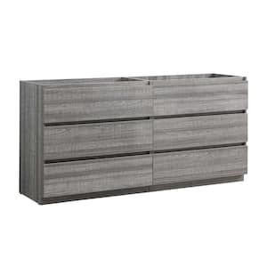 Lazzaro 72 in. Modern Double Bath Vanity Cabinet Only in Glossy Ash Gray