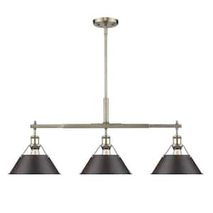 Orwell AB 3-Light Aged Brass Pendant with Rubbed Bronze Shade