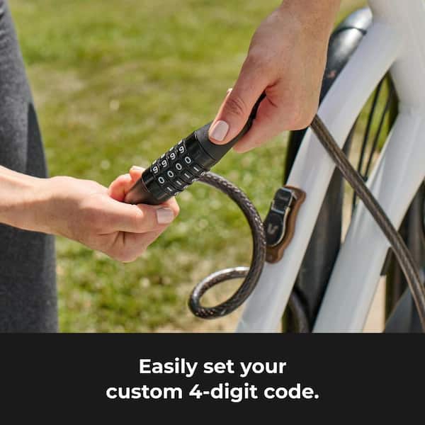 Bike Lock Cable with Combination, Resettable, 5 ft. Long