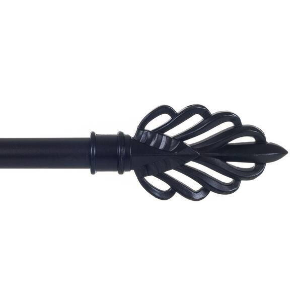 Lavish Home 48 in. - 86 in. Telescoping 3/4 in. Single Curtain Rod in Rubbed Bronze with Leaf Finial