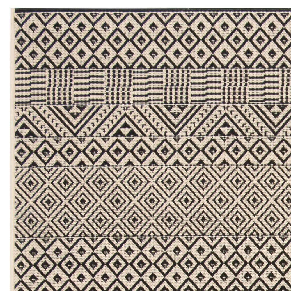 Modern Courtyard Black Square Synthetic Area Rug - 6'7" Easy Care