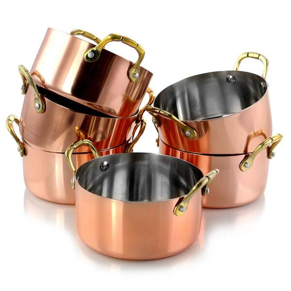Gibson Home Rembrandt 0.5 qt. Round Stainless Steel Dutch Oven in Copper 6-Pack