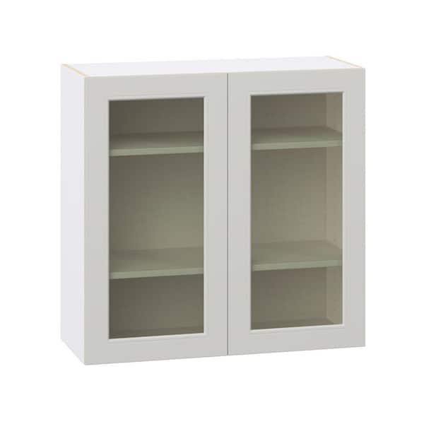 Galveston 36 in. W x 14 in. D x 35 in. H Assembled Glass Door Wall Kitchen Cabinet in Light Grey