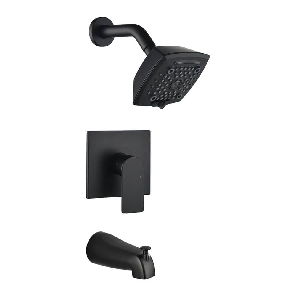 Rain Single Handle 5-Spray Tub Shower Faucet 1.8 GPM with Pressure Balance in Matte Black (Valve Included) price history on PriceWatchPro
