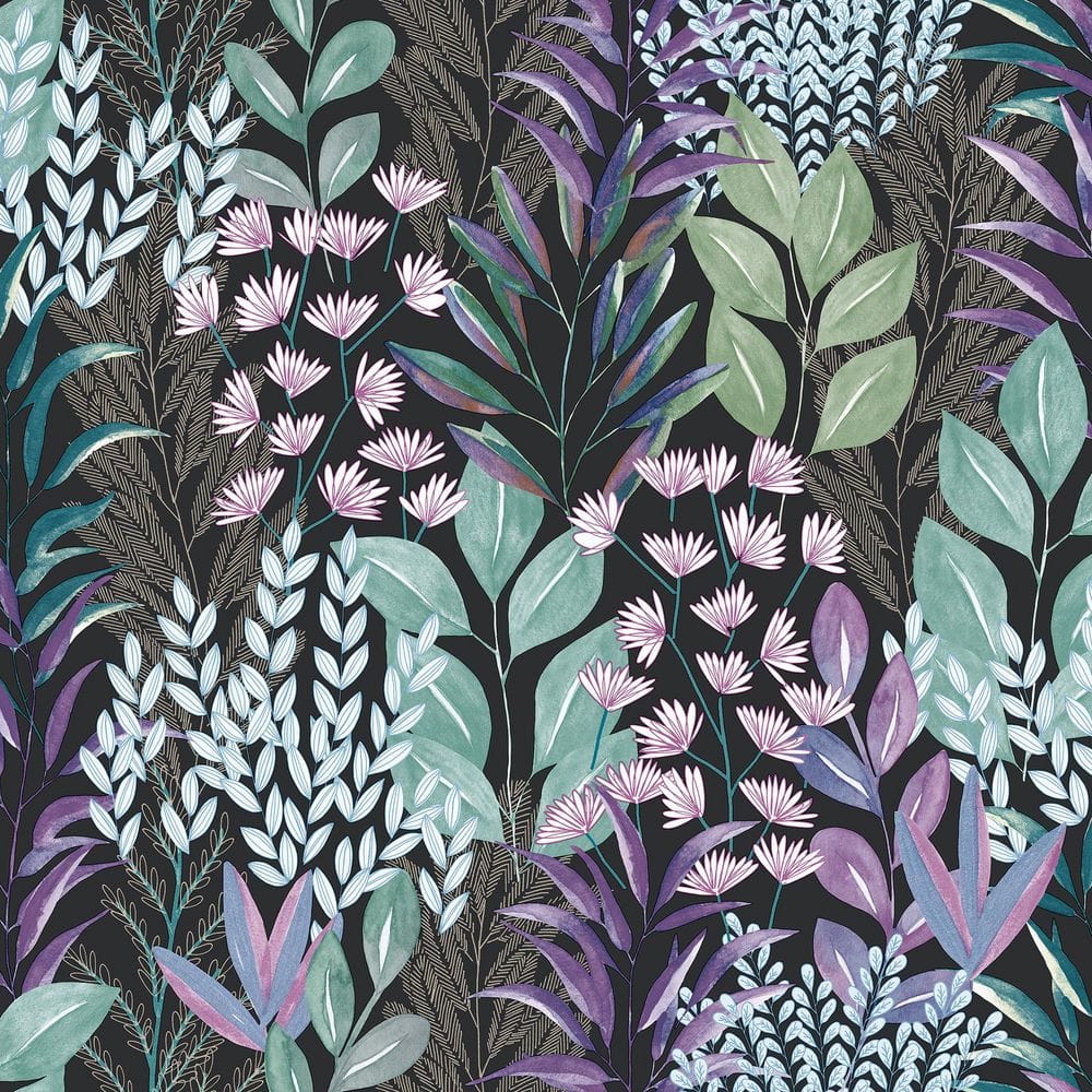 Serene Meadow Green and Purple on Black Ground Wallpaper price history on PriceWatchPro