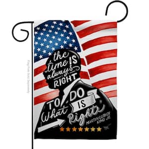 13 in. x 18.5 in. Time is Always Right Martin Luther King Day Garden Flag 2-Sided Patriotic Decorative Vertical Flags