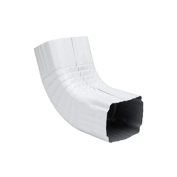 3 in. x 4 in. High Gloss 80° White Aluminum Downspout A-Elbow