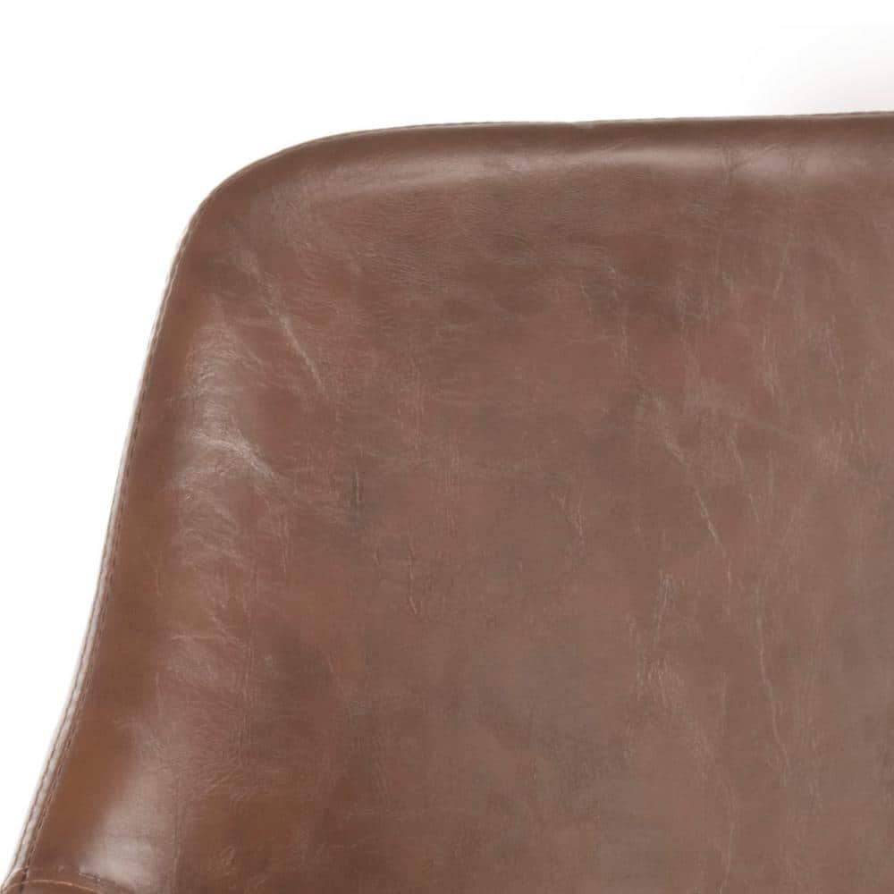 Cadence Brown Leather Swivel Office Chair with Chrome Base