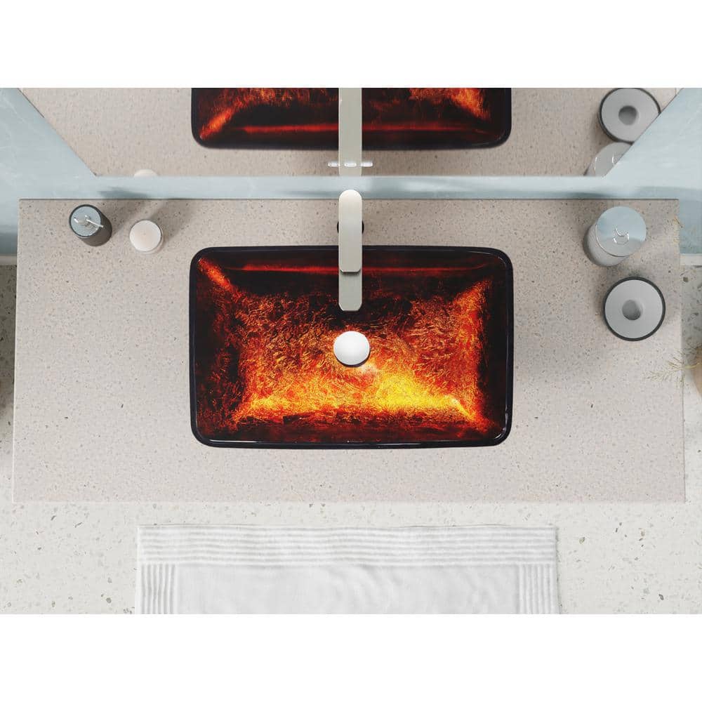 Celestial Bronze Rectangular Glass Above-Counter Bathroom Sink