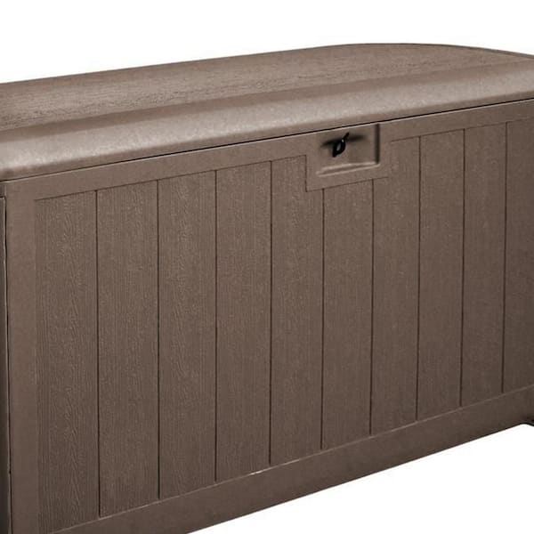 130 Gallon Patio All Weather Storage Container with Lockable Lid-Brown | Costway