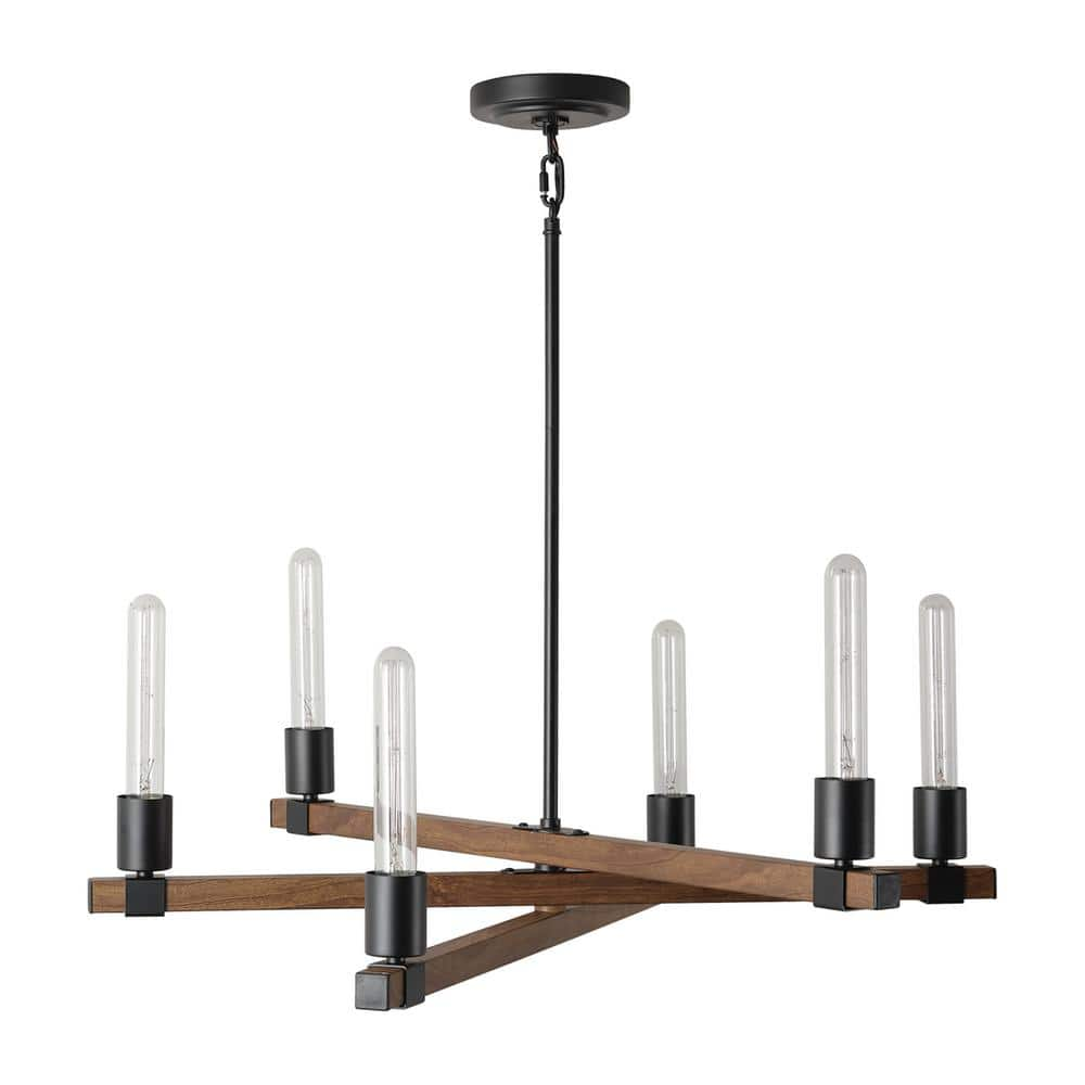 Reviews for Globe Electric Walken 6-Light Matte Black Chandelier with ...