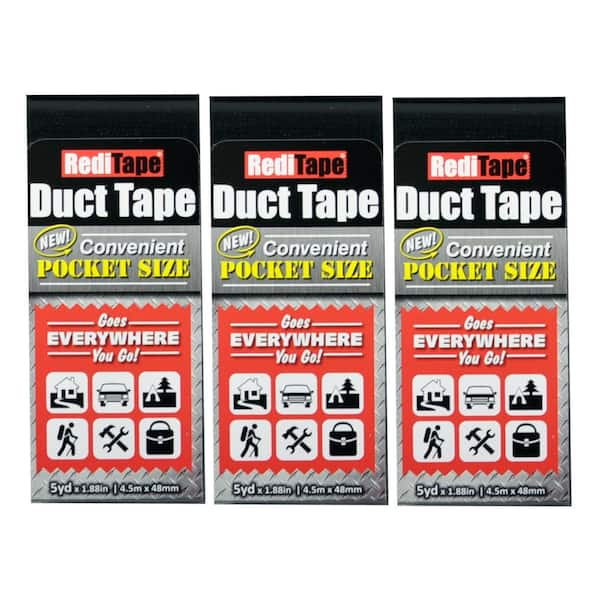 DANCO RediTape Pocket Size Duct Tape in Black (3-Pack)