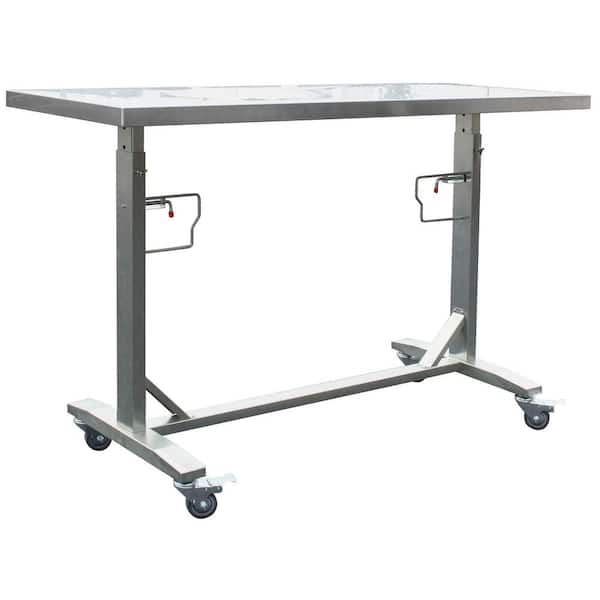 Sportsman 62 in. Stainless Steel Adjustable Work Table with Casters
