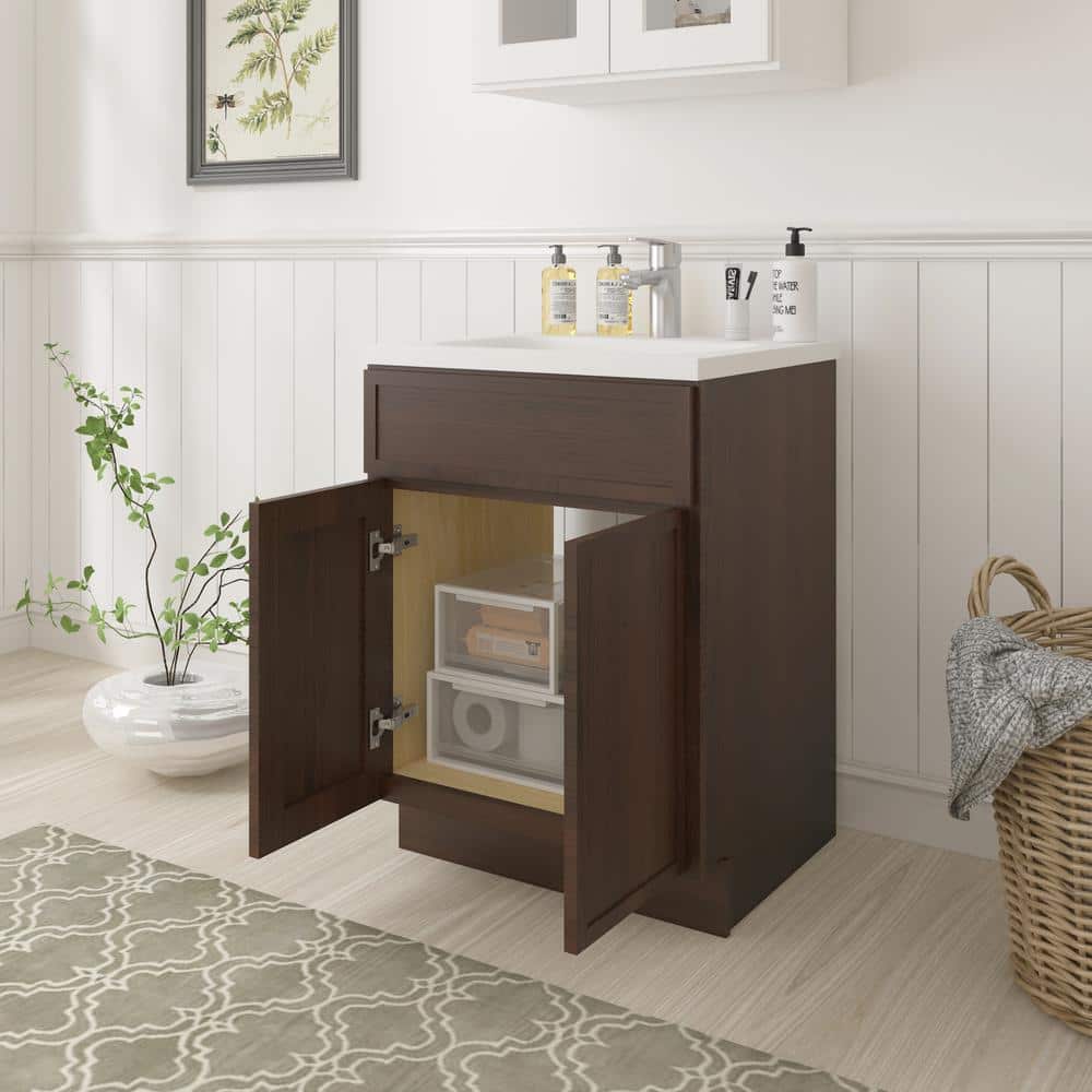 24" Brown Birch Plywood Freestanding Single Base Cabinet