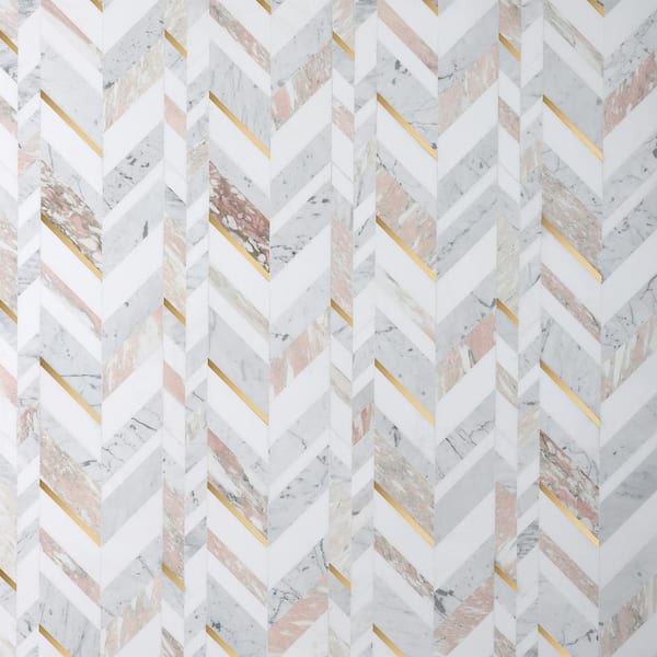 Ivy Hill Tile Tyra Rosa 11.81 in. x 18.89 in. Polished Marble Wall Mosaic Tile (1.55 sq. ft./Each)
