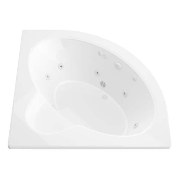 Universal Tubs Jaspers 5 ft. Acrylic Corner Drop-in Whirlpool Bathtub in White