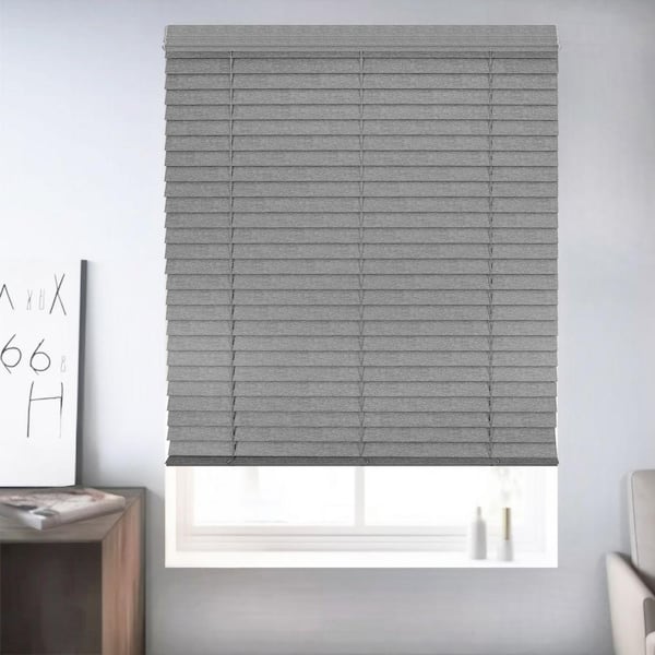 Cordless Bottom-Up Room Darkening Faux Wood Window Blinds with 2.5 in. Slats, 71 in. W X 72 in. L Gray