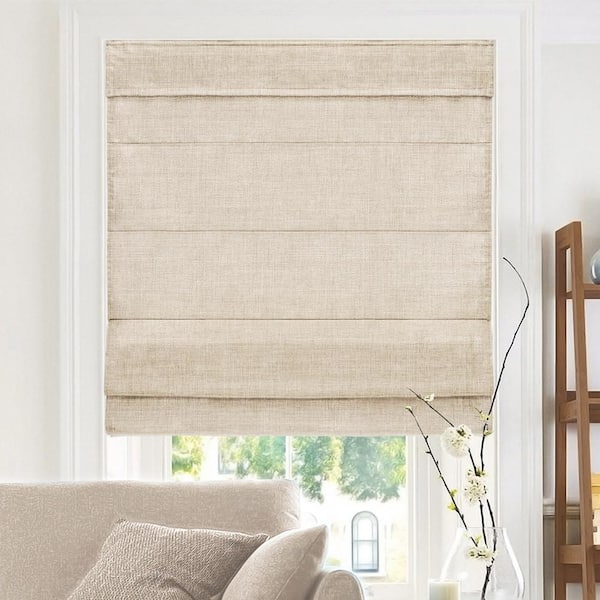 Chicology Belgian Flax Cordless Light Filtering Privacy Polyester Roman Shades 29 in. W x 64 in. L