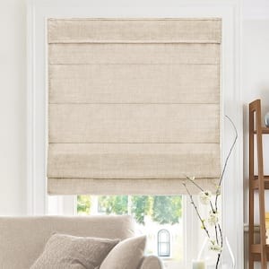 Belgian Flax Cordless Light Filtering Privacy Polyester Roman Shades 34 in. W x 64 in. L