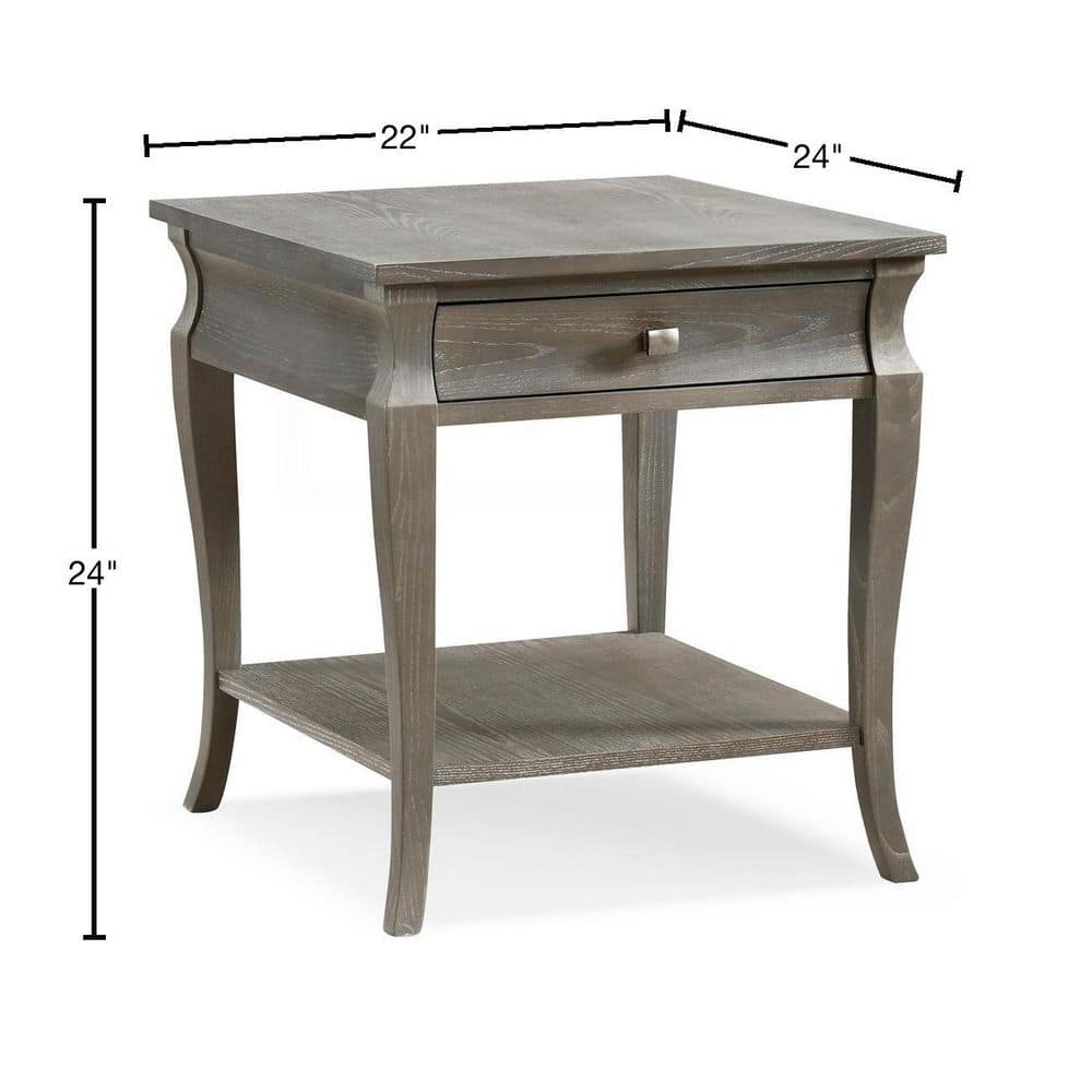 Luna Contemporary Gray Wash Poplar End Table with Storage