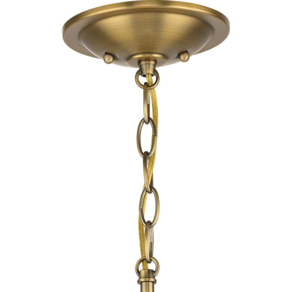 Vintage Brass Mini Pendant with White Opal Glass Shade