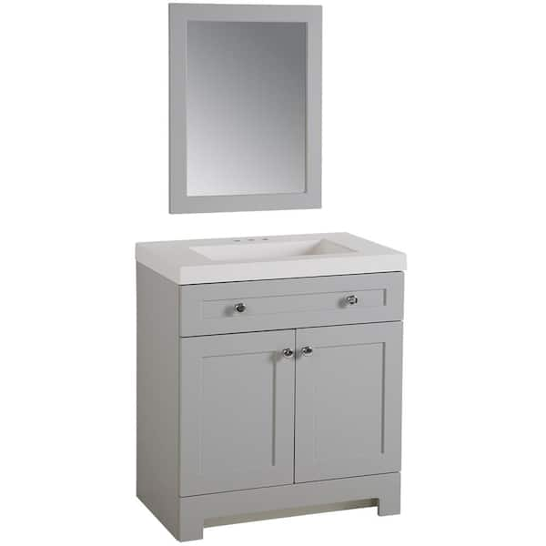 Glacier Bay Everdean 30 in. W x 19 in. D x 34 in. H Single Sink Bath Vanity  in Pearl Gray with White Cultured Marble Top EV30P2-PG - The Home Depot