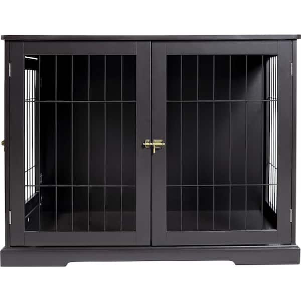 TRIXIE Furniture Style Dog Crate, Indoor Kennel, Pet Home, End Table or Nightstand with 2-Doors, Brown, Medium