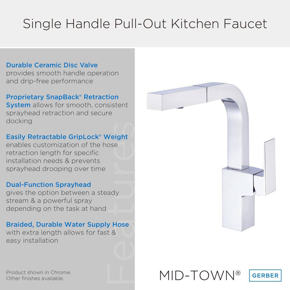 Stainless Steel Single Handle Pull-Out Kitchen Faucet