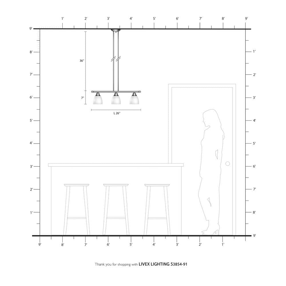 Brushed Nickel Steel 3-Light Chandelier with Frosted Glass Shades