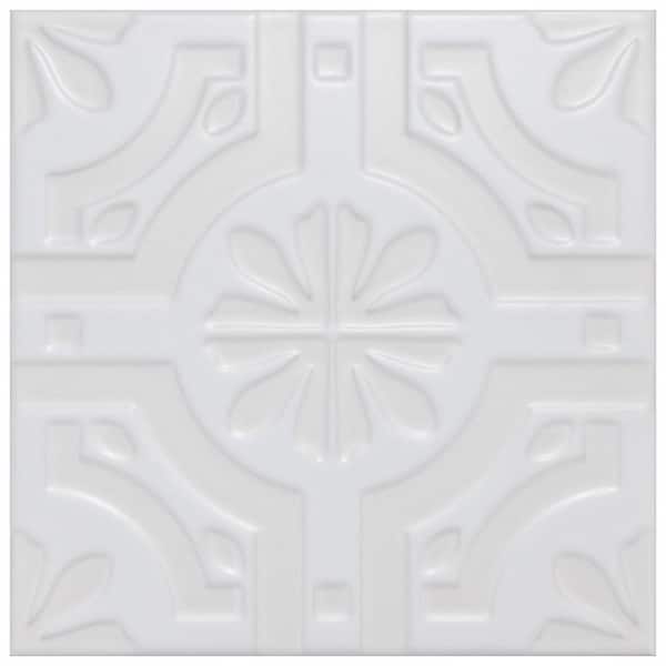 Merola Tile Triplex Real White 7-3/4 in. x 7-3/4 in. Ceramic Wall Tile (10.5 sq. ft./Case)