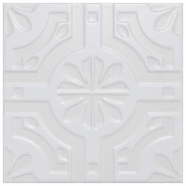 Merola Tile Triplex Real White 7-3/4 in. x 7-3/4 in. Ceramic Wall Take ...