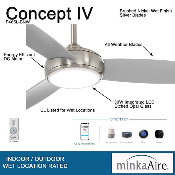 Minka Aire Concept Iv 54 In Integrated, Energy Efficient Ceiling Fan With Bright Led Light