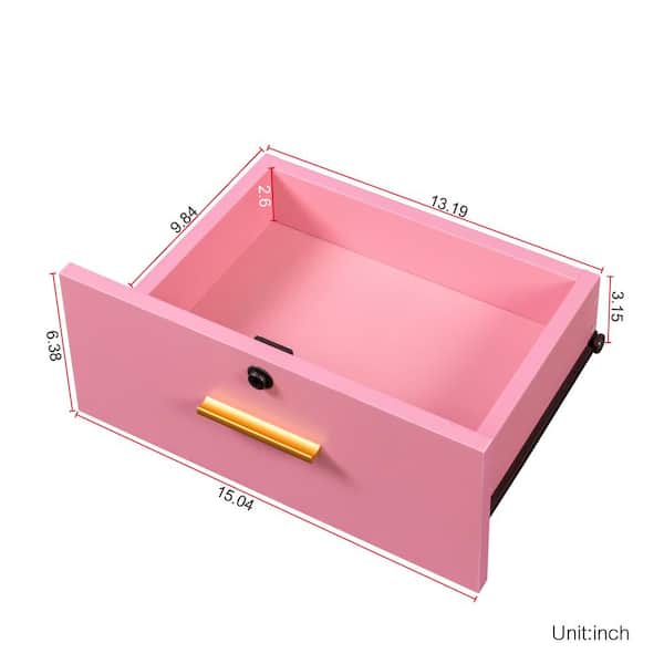 39.76 in. W x 13.15 in. D x 66.93 in. H Pink Wood Large