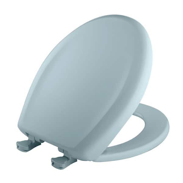 BEMIS Soft Close Round Plastic Closed Front Toilet Seat in Heron Blue Removes for Easy Cleaning and Never Loosens