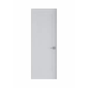 28 in. x 80 in. Right-Handed Solid Core White Primed Composite Single Prehung Interior Door with Satin Nickel Hinges