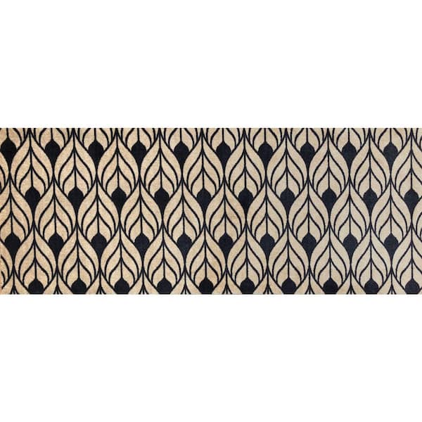 Taupe and Gray 2 ft. 3 in. x 6 ft. 3 in. Runner Tulle Washable Floor Mat Area Rug