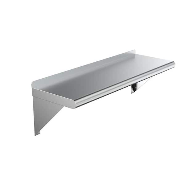 AMGOOD 12 in. x 36 in. Stainless Steel Wall Shelf Kitchen, Restaurant, Garage, Laundry, Utility Room Metal Shelf with Brackets