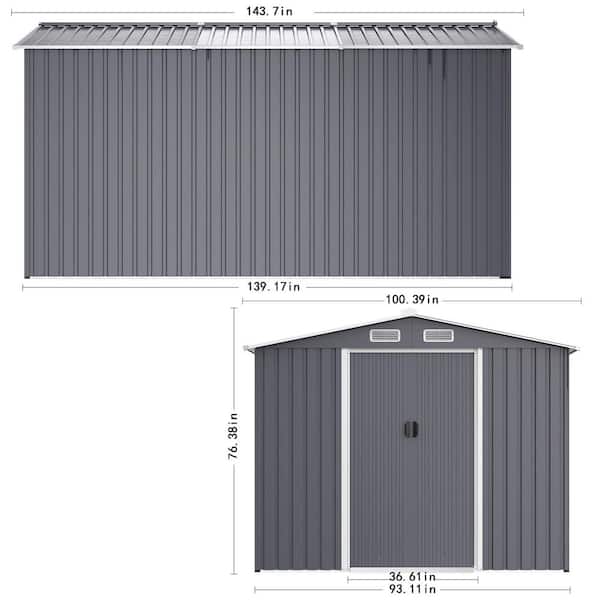 Ama pear Grey 8 ft. W x 12 ft. D Large Metal Outdoor Storage Shed