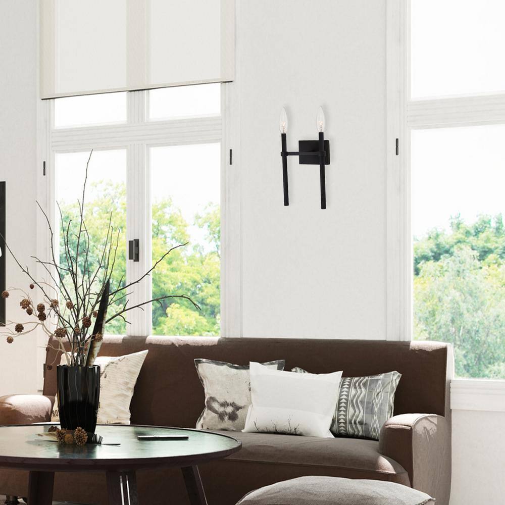 Elegant Black Forged Metal Dimmable Cylinder Sconce