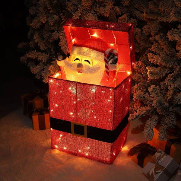 VEIKOUS 27 in. 3D Animated Santa Claus in Gift Box Outdoor