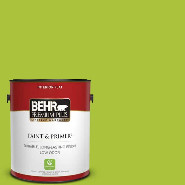 BEHR PREMIUM PLUS 1 gal. #S-G-410 Green Crush Flat Low Odor Interior Paint & Primer